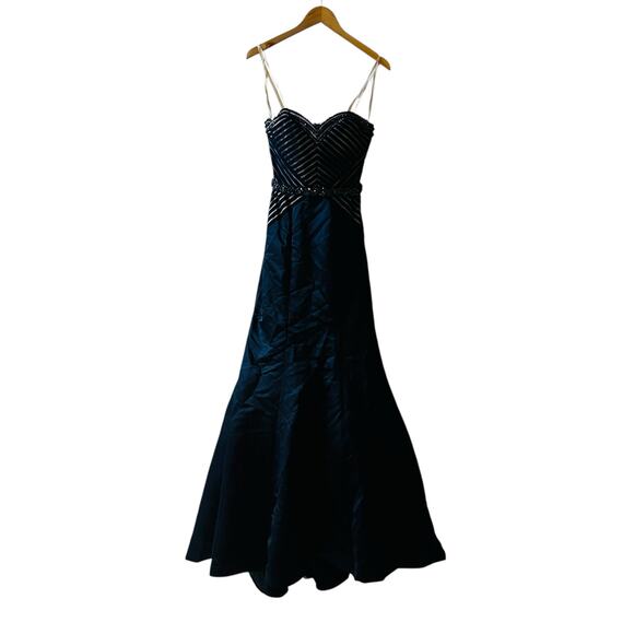 COLORS Formal Navy Blue Detailed Strapless Maxi Dress Size 4 NWT - Picture 6 of 12